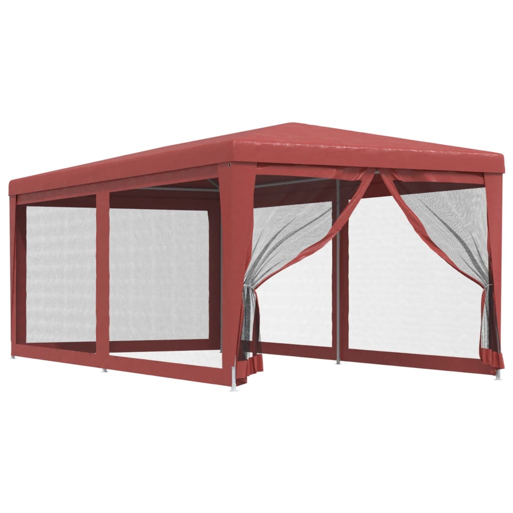 Party Tent with 6 Mesh Sidewalls Red 3x6 m HDPE