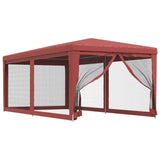 Party Tent with 6 Mesh Sidewalls Red 3x6 m HDPE