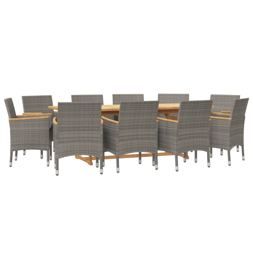 11 Piece Garden Dining Set with Cushions Grey