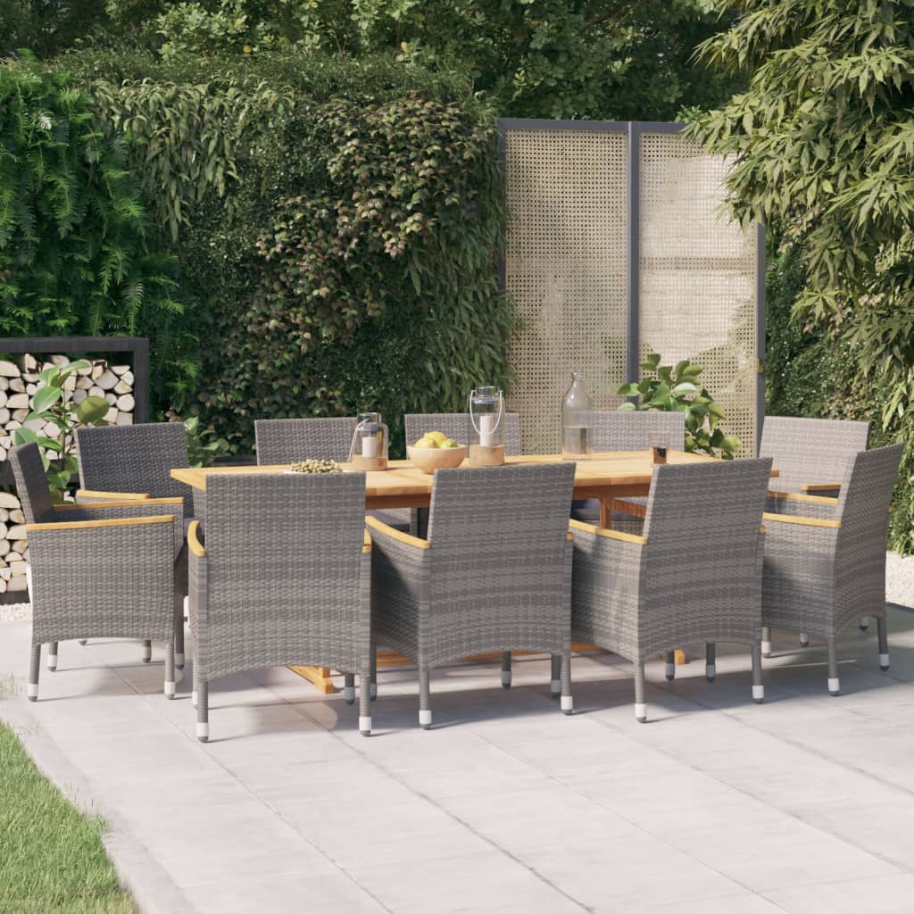 11 Piece Garden Dining Set with Cushions Grey