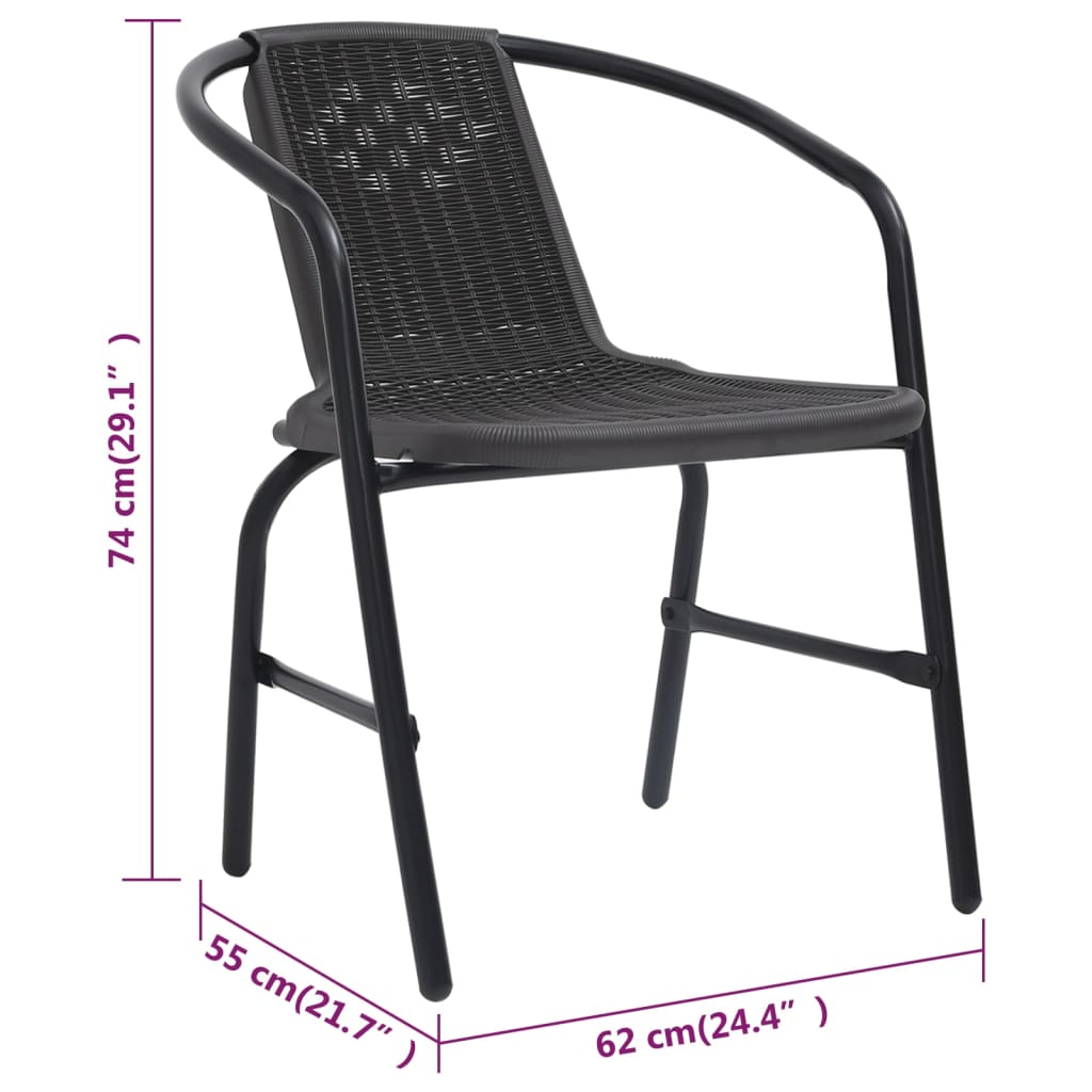 Garden Chairs 6 pcs Plastic Rattan and Steel 110 kg