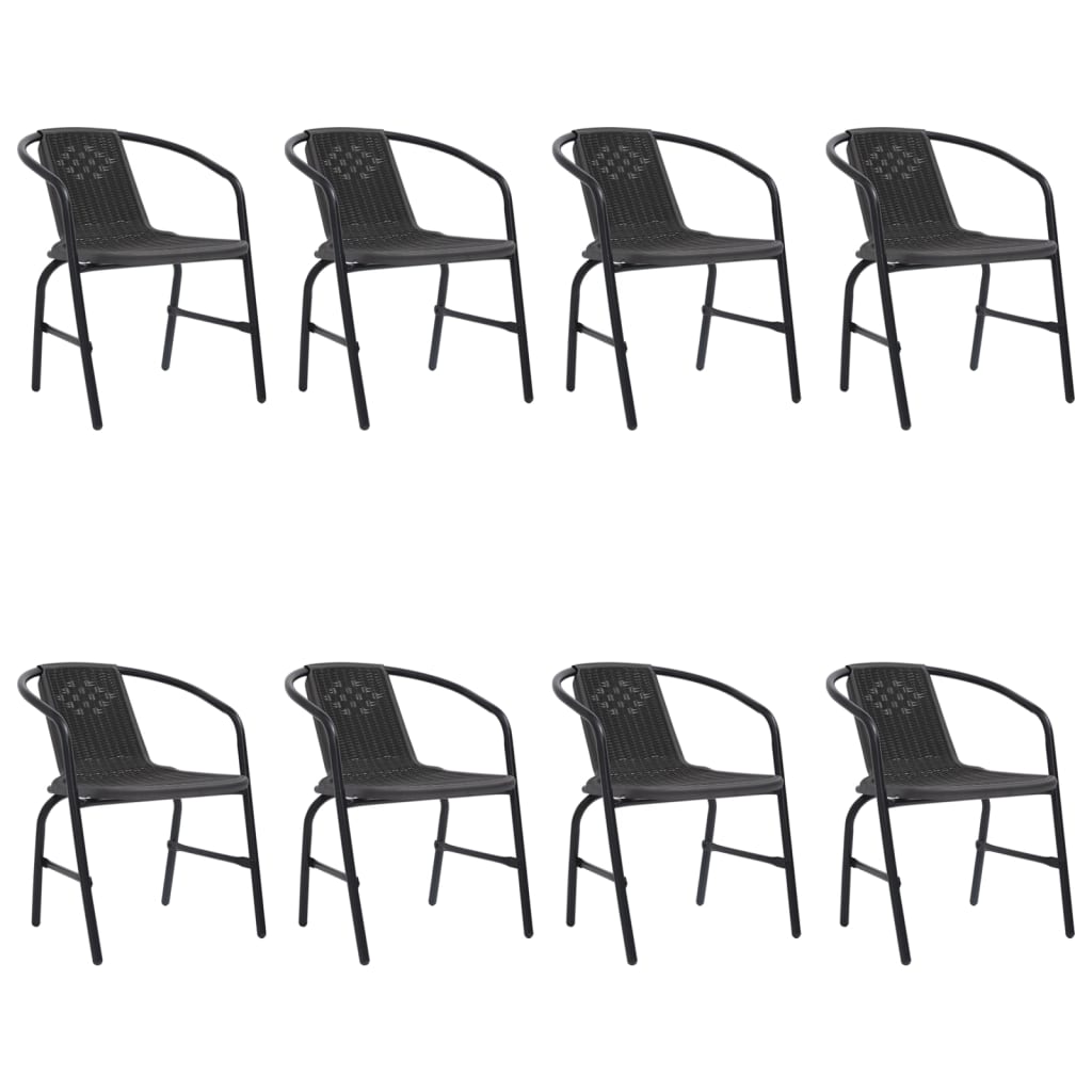 Garden Chairs 8 pcs Plastic Rattan and Steel 110 kg