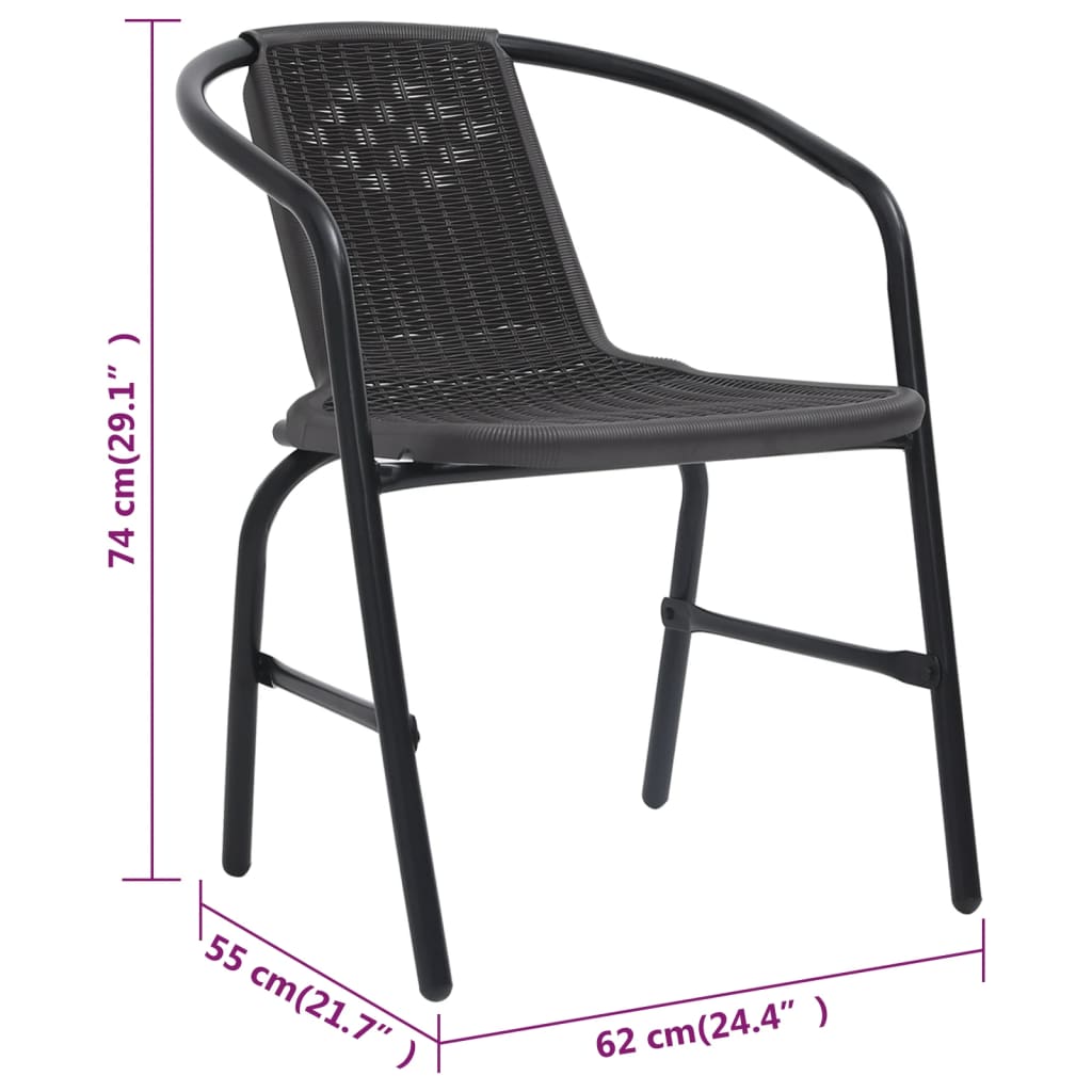 Garden Chairs 8 pcs Plastic Rattan and Steel 110 kg