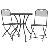 3 Piece Garden Dining Set Expanded Metal Mesh Anthracite