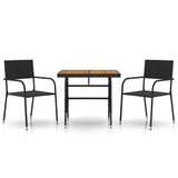 3 Piece Outdoor Dining Set Poly Rattan Black