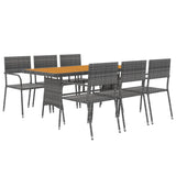 7 Piece Outdoor Dining Set Poly Rattan Grey