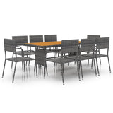 9 Piece Outdoor Dining Set Poly Rattan Grey