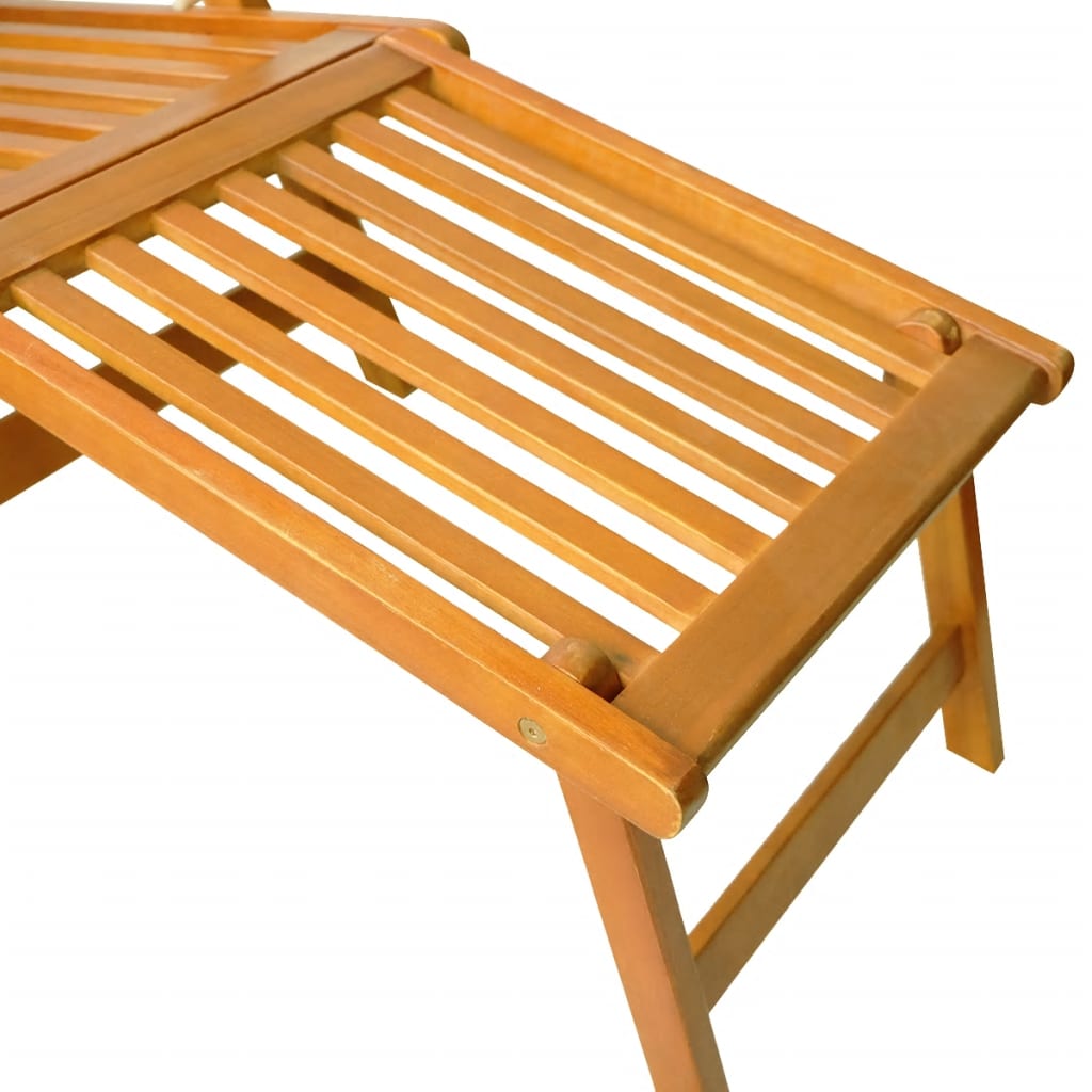 Outdoor Deck Chair with Footrest and Table Solid Wood Acacia