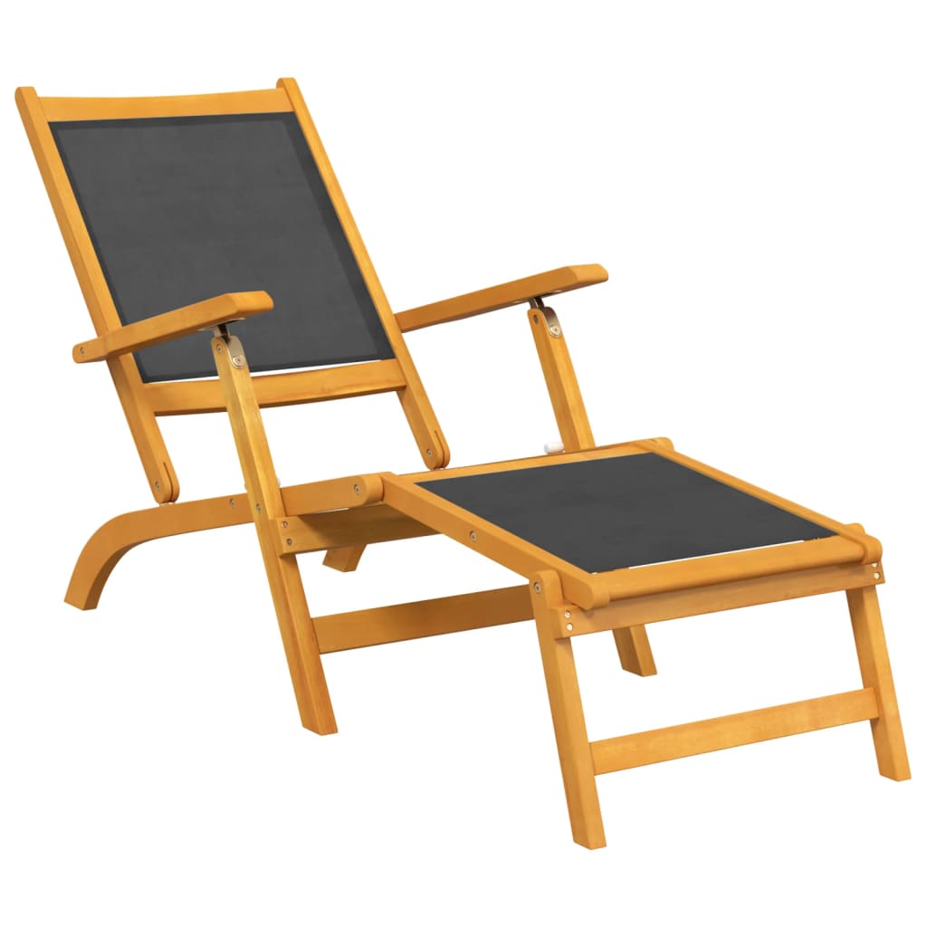 Outdoor Deck Chairs with Table Solid Wood Acacia and Textilene