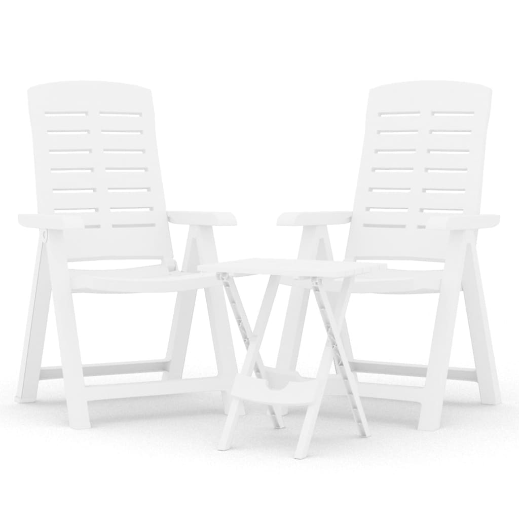 3 Piece Garden Dining Set White Polypropylene