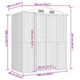 Garden Shed Light Grey 192x108x223 cm Galvanised Steel