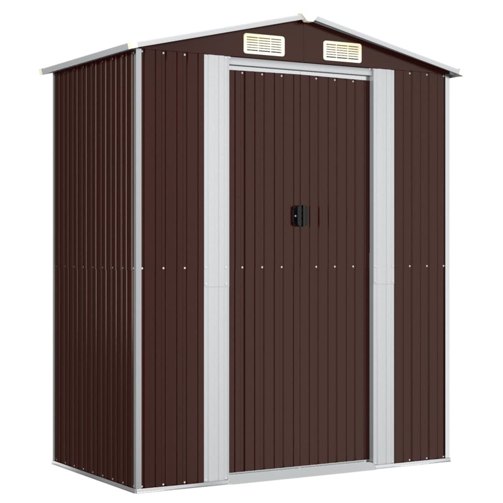 Garden Shed Dark Brown 192x108x223 cm Galvanised Steel