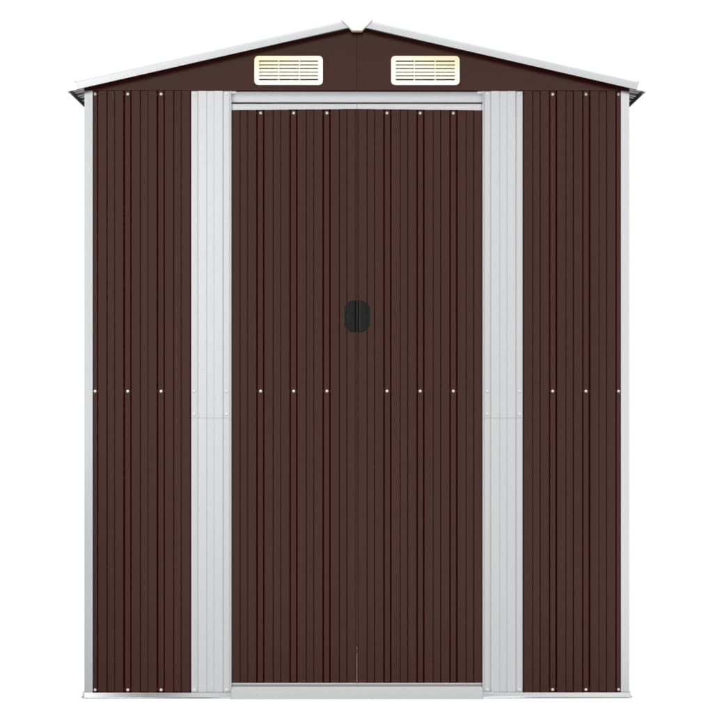 Garden Shed Dark Brown 192x108x223 cm Galvanised Steel