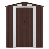 Garden Shed Dark Brown 192x108x223 cm Galvanised Steel