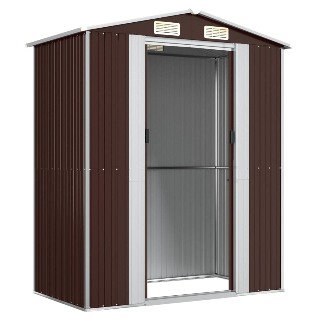 Garden Shed Dark Brown 192x108x223 cm Galvanised Steel