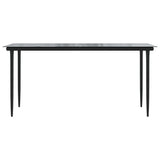 Garden Dining Table Black 160x80x74cm Steel and Tempered Glass
