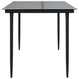 Garden Dining Table Black 160x80x74cm Steel and Tempered Glass