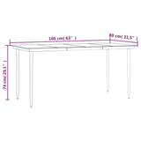 Garden Dining Table Black 160x80x74cm Steel and Tempered Glass