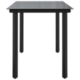 Garden Dining Table Black 200x100x74cm Steel and Tempered Glass