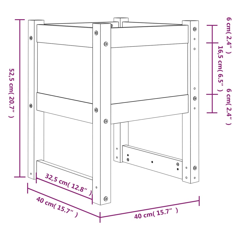 Planter White 40x40x52.5 cm Solid Wood Pine