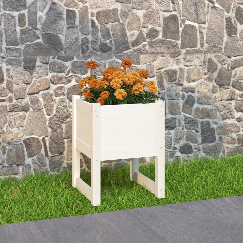 Planter White 40x40x52.5 cm Solid Wood Pine