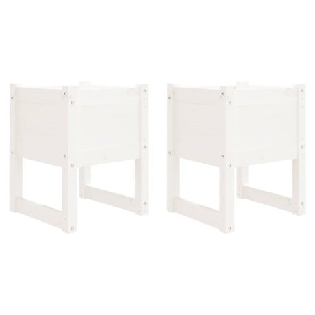 Planters 2 pcs White 40x40x52.5 cm Solid Wood Pine