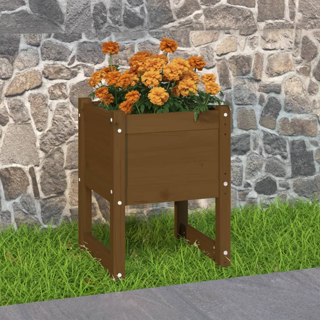 Planter Honey Brown 40x40x52.5 cm Solid Wood Pine