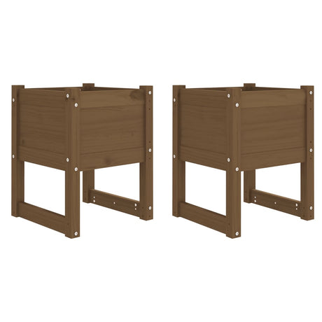 Planters 2 pcs Honey Brown 40x40x52.5 cm Solid Wood Pine