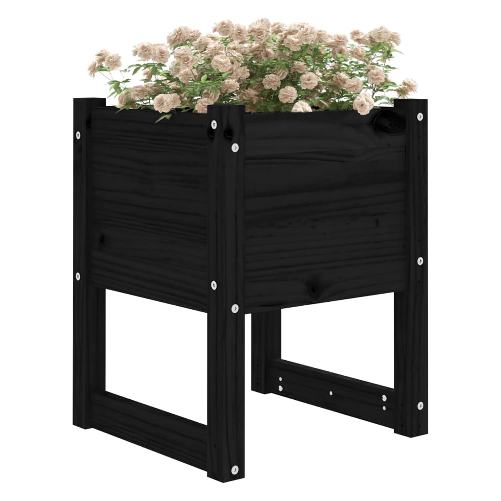 Planter Black 40x40x52.5 cm Solid Wood Pine