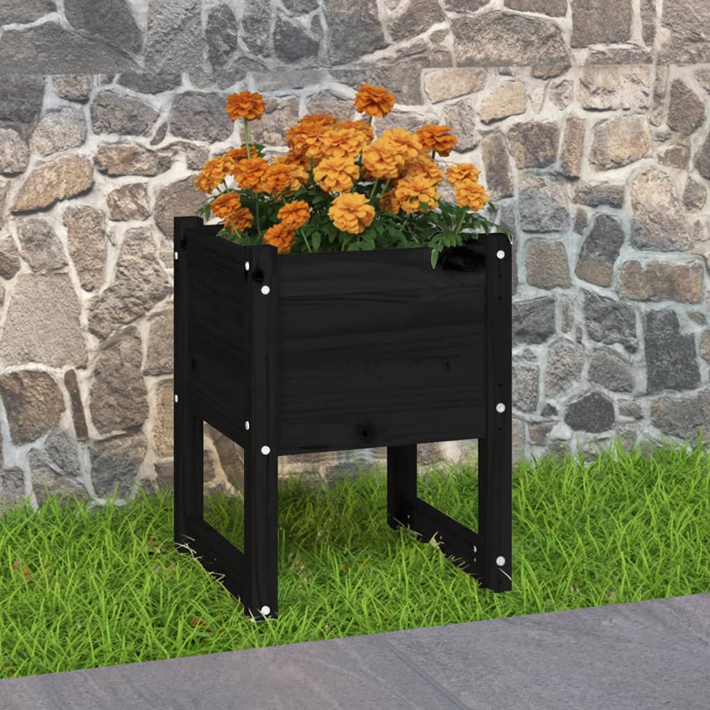 Planter Black 40x40x52.5 cm Solid Wood Pine