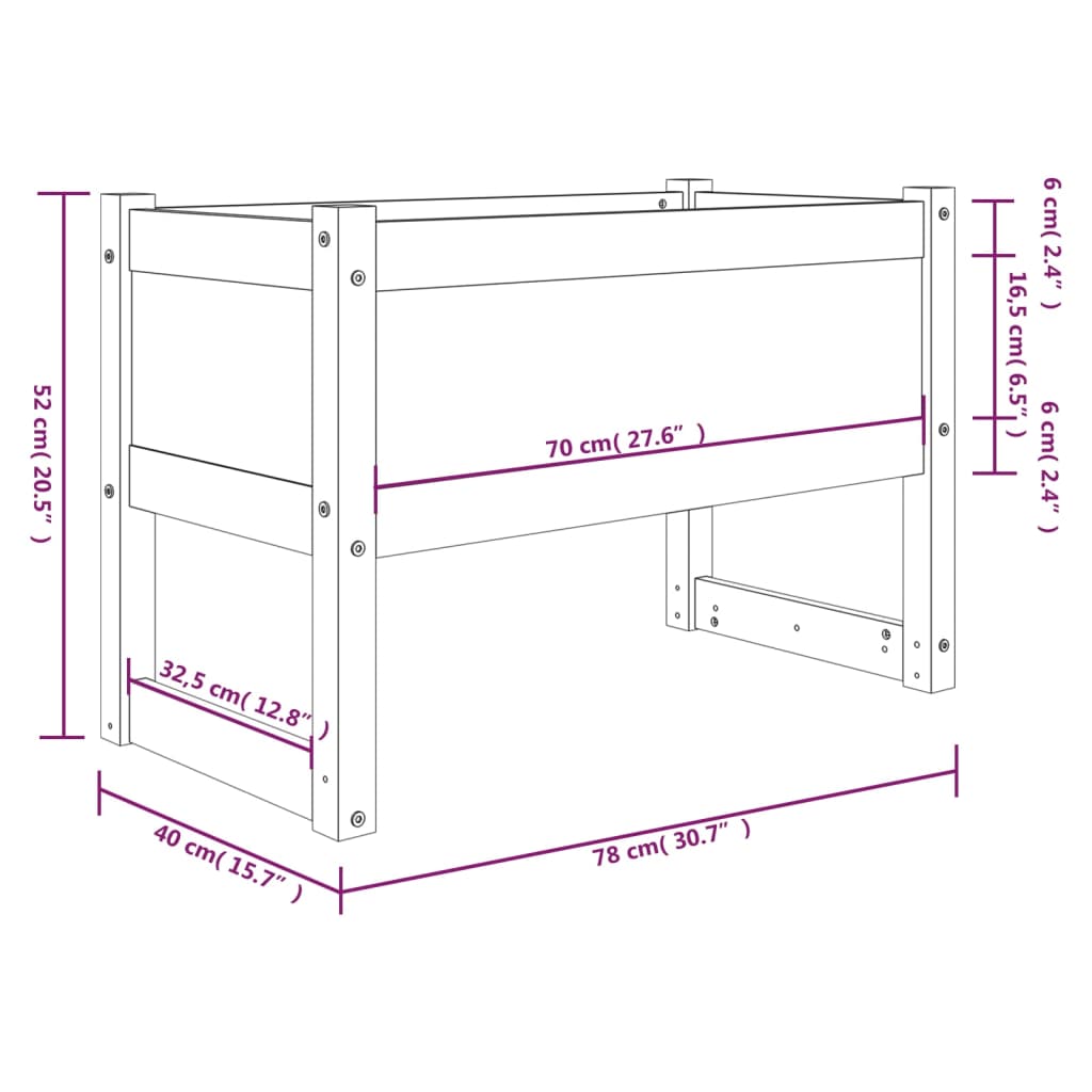 Planter Honey Brown 78x40x52 cm Solid Wood Pine