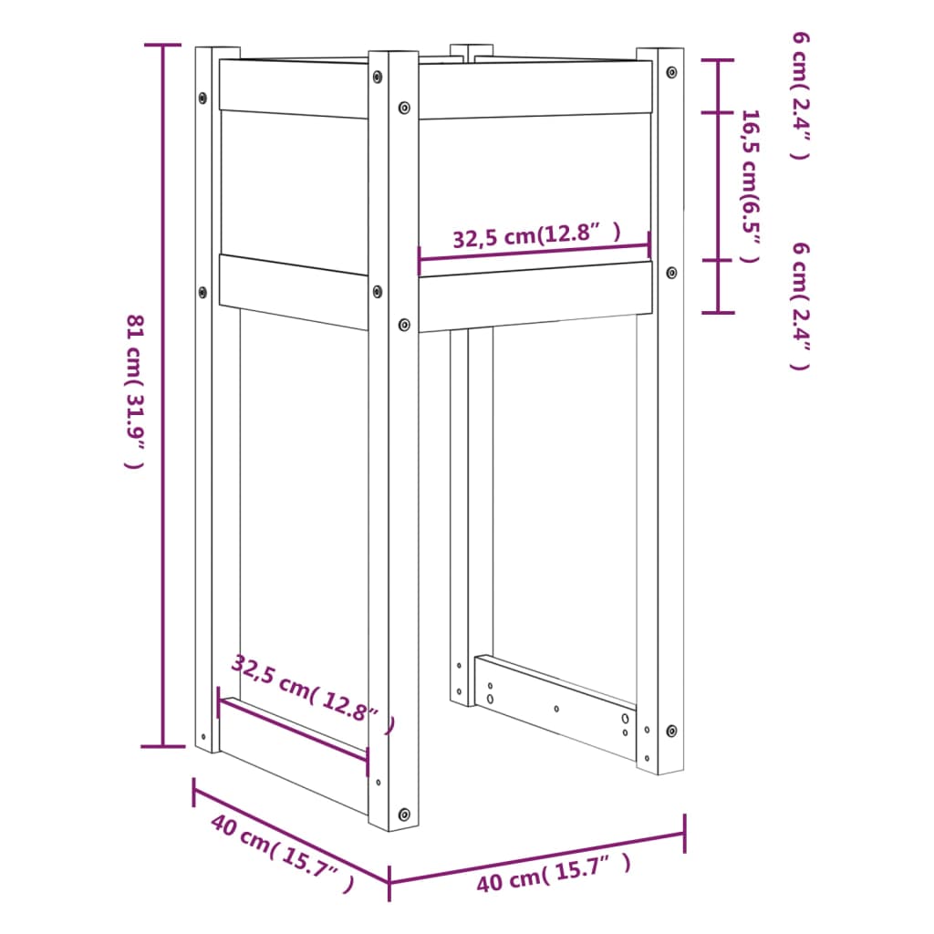 Planter 40x40x81 cm Solid Wood Pine