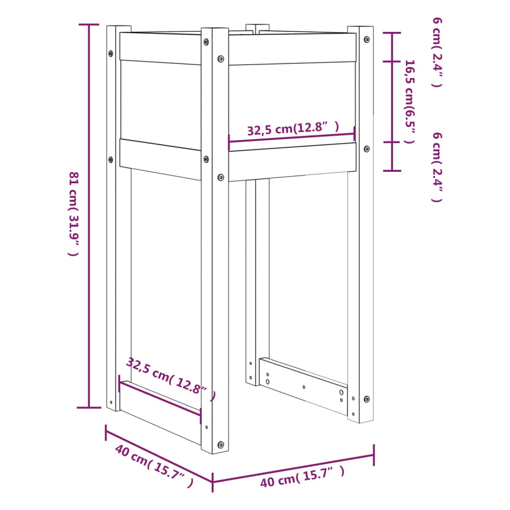 Planters 2 pcs 40x40x81 cm Solid Wood Pine