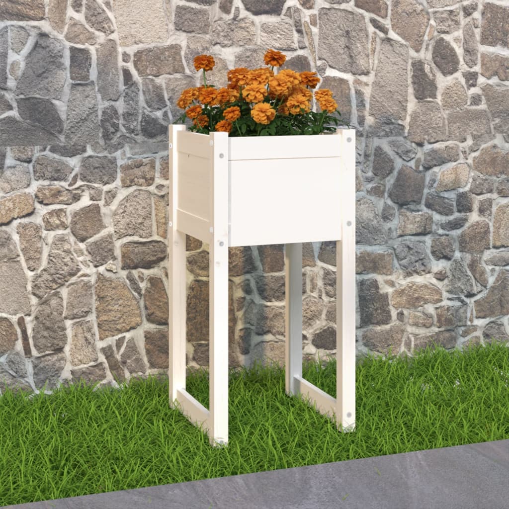 Planter White 40x40x81 cm Solid Wood Pine