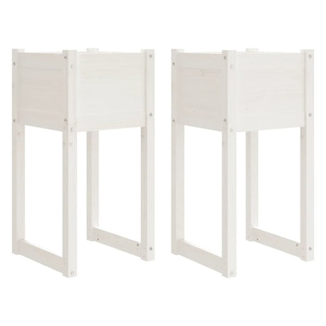 Planters 2 pcs White 40x40x81 cm Solid Wood Pine