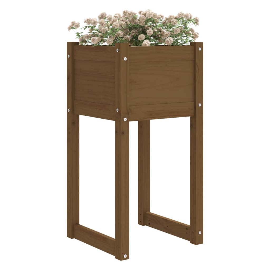 Planter Honey Brown 40x40x81 cm Solid Wood Pine