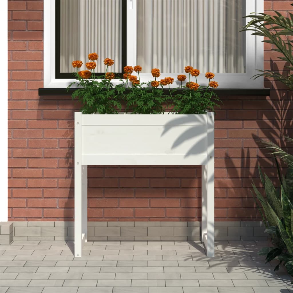 Planter White 78x40x81 cm Solid Wood Pine