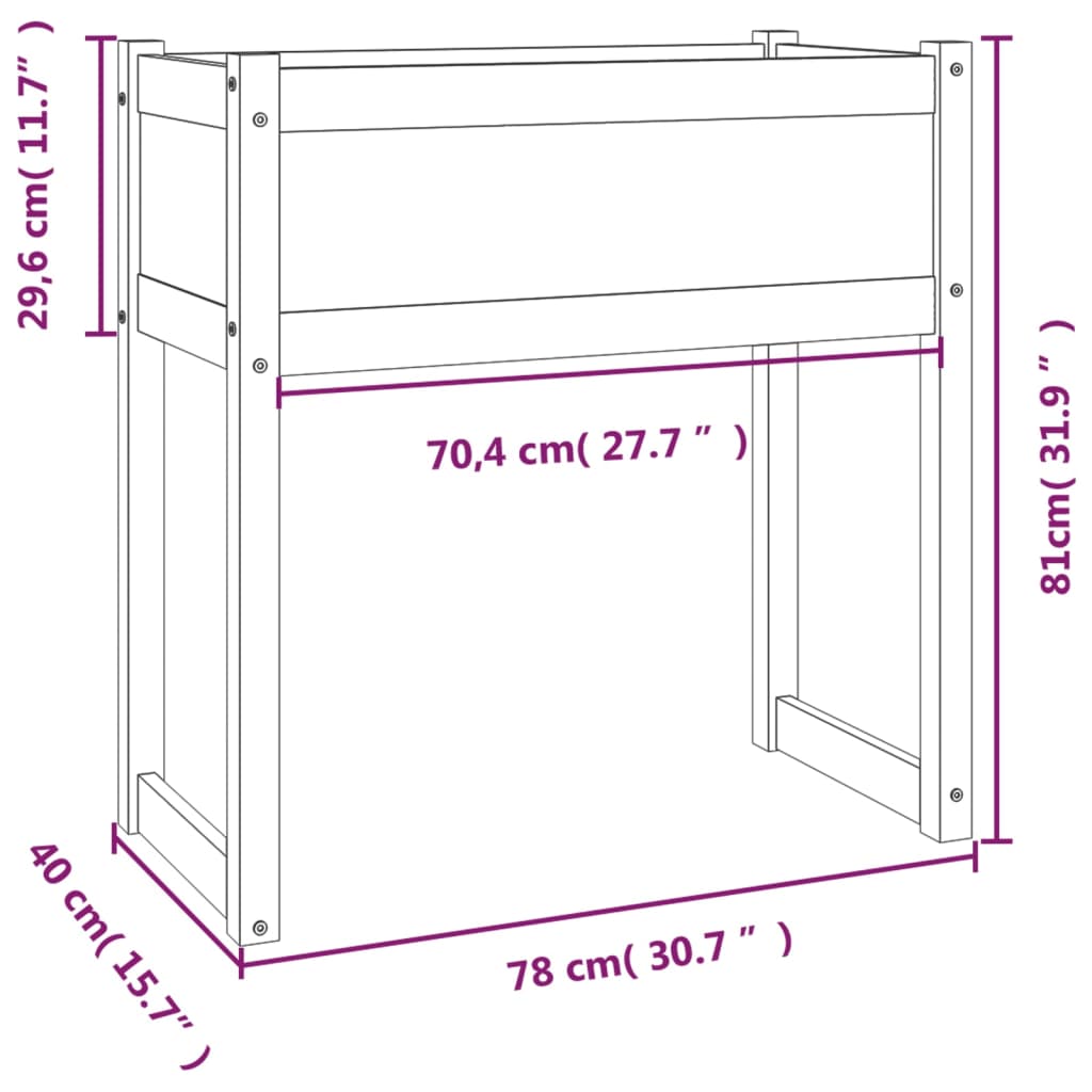 Planter White 78x40x81 cm Solid Wood Pine