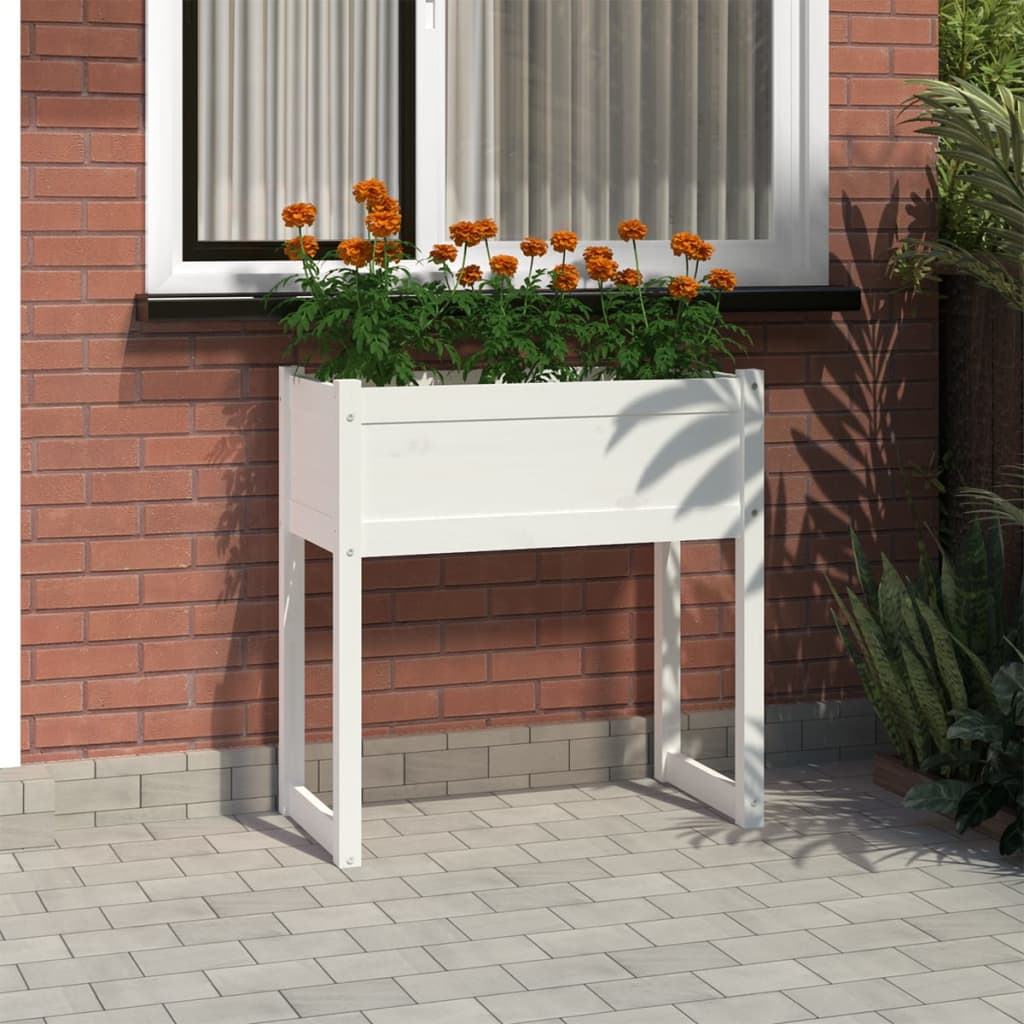 Planter White 78x40x81 cm Solid Wood Pine