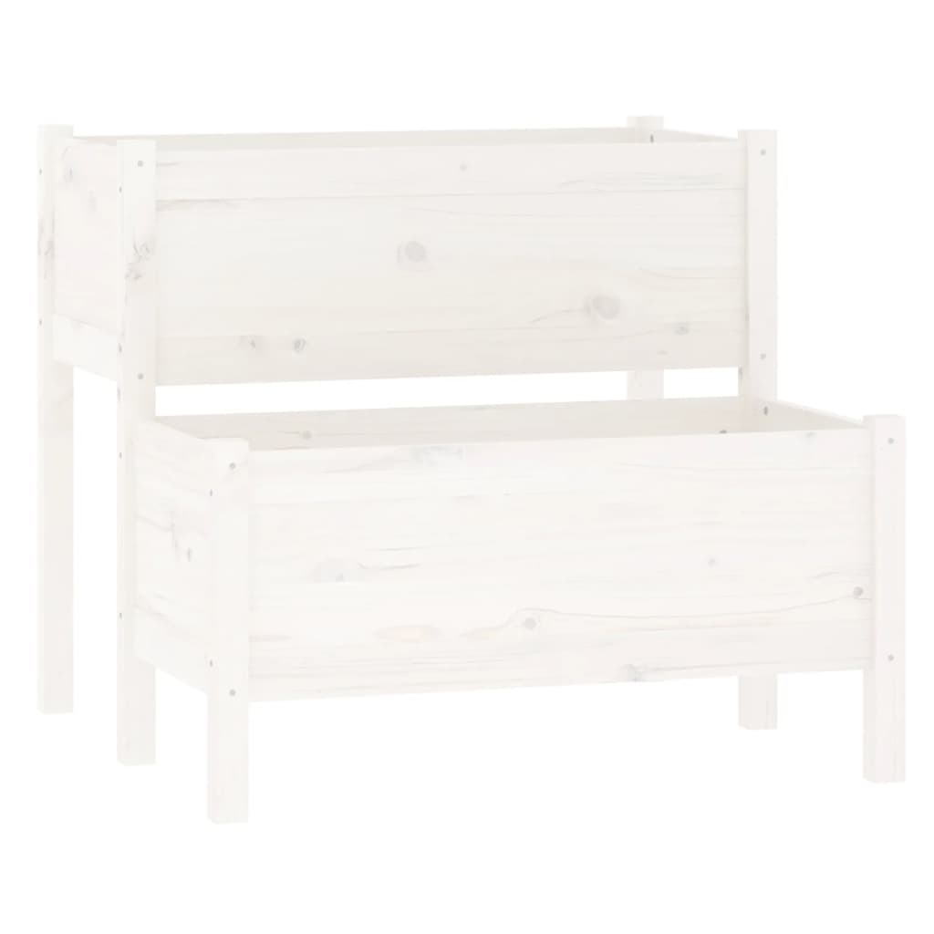 Planter White 84.5x84x75 cm Solid Wood Pine