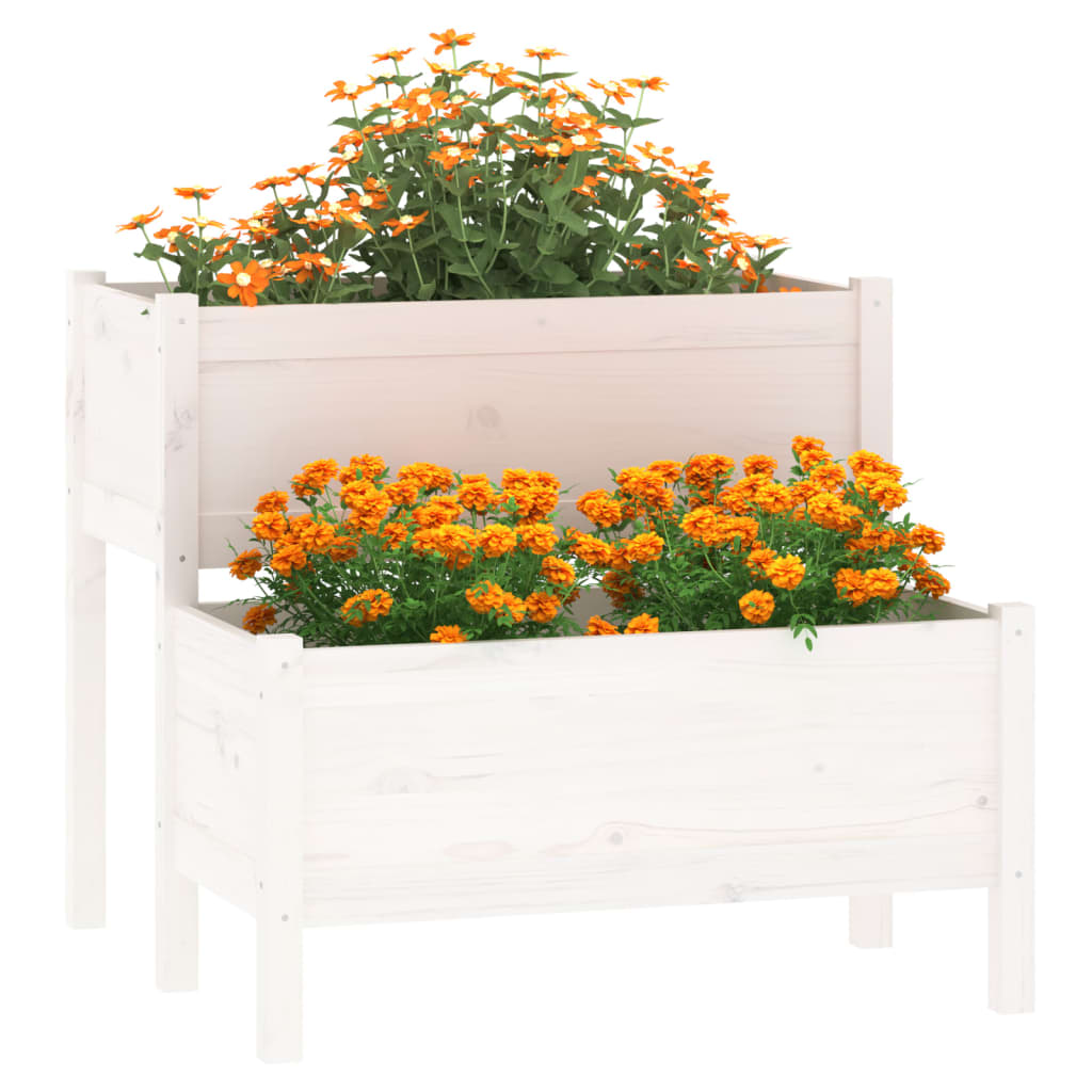 Planter White 84.5x84x75 cm Solid Wood Pine