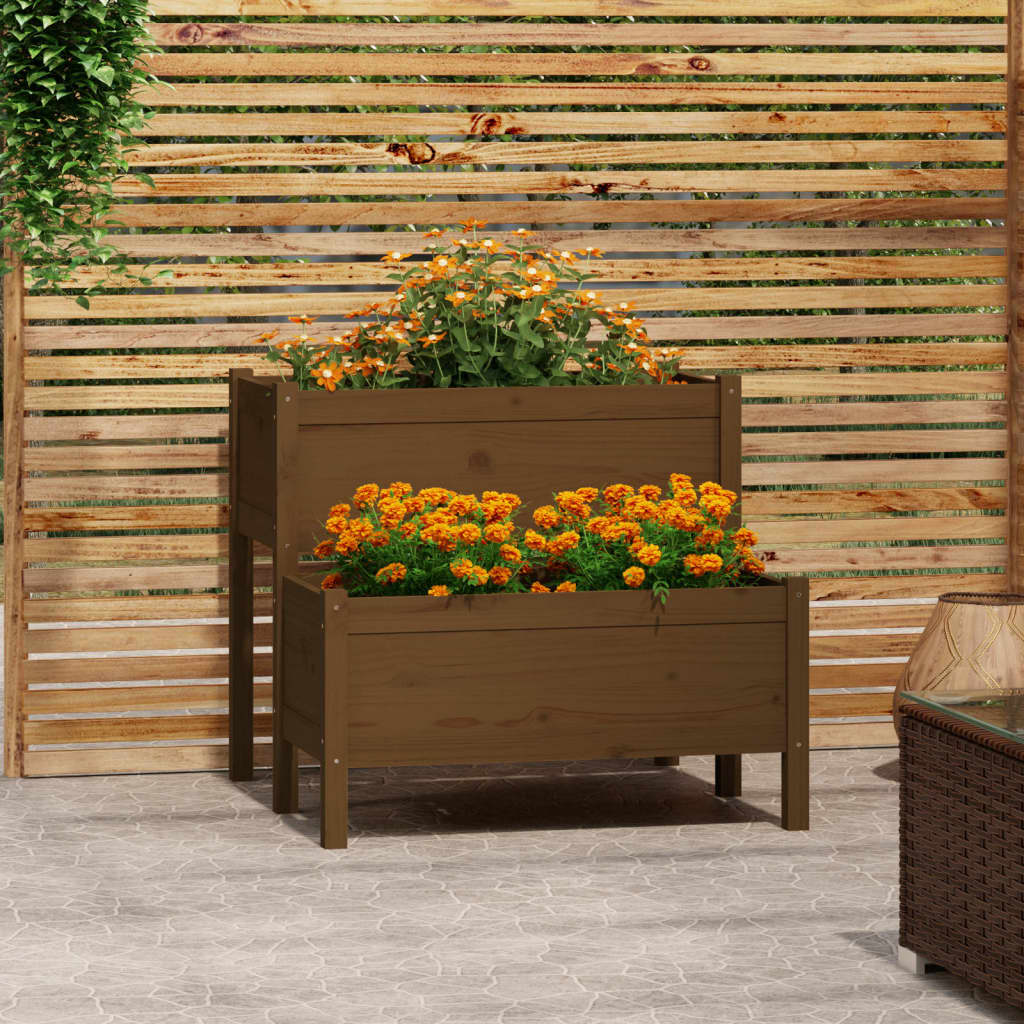 Planter Honey Brown 84.5x84x75 cm Solid Wood Pine