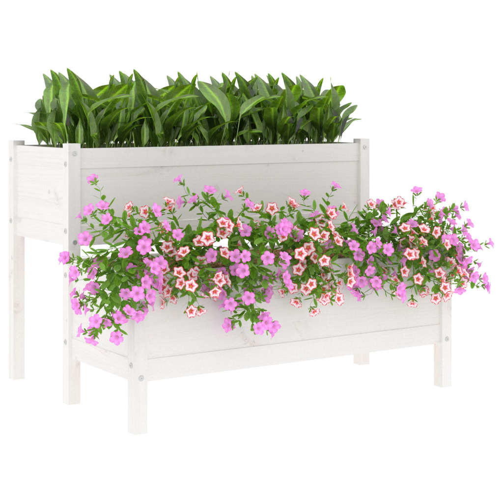 Planter White 110x84x75 cm Solid Wood Pine