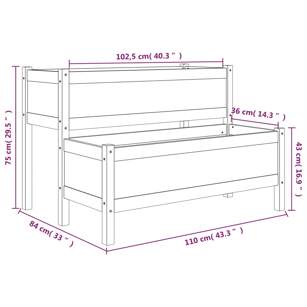 Planter White 110x84x75 cm Solid Wood Pine