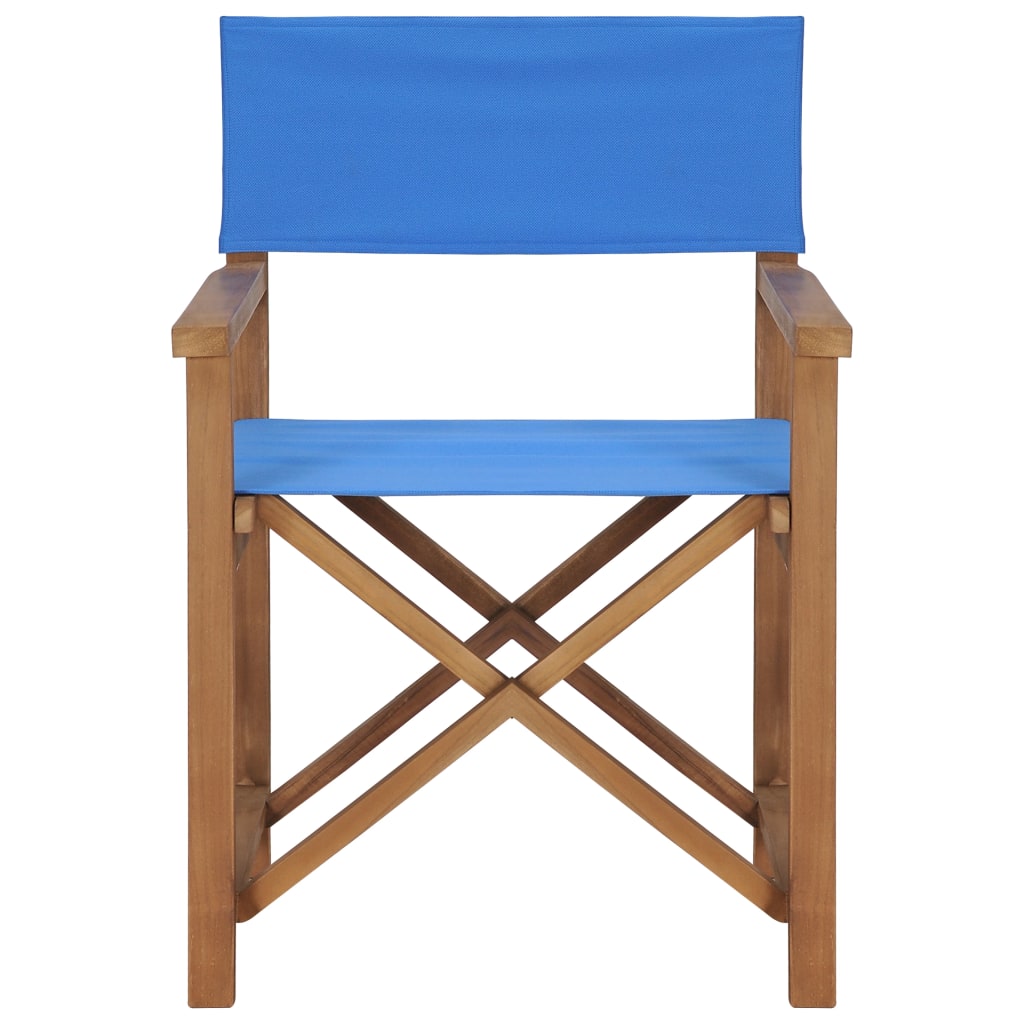 vidaXL Director's Chairs 2 pcs Solid Teak Wood Blue