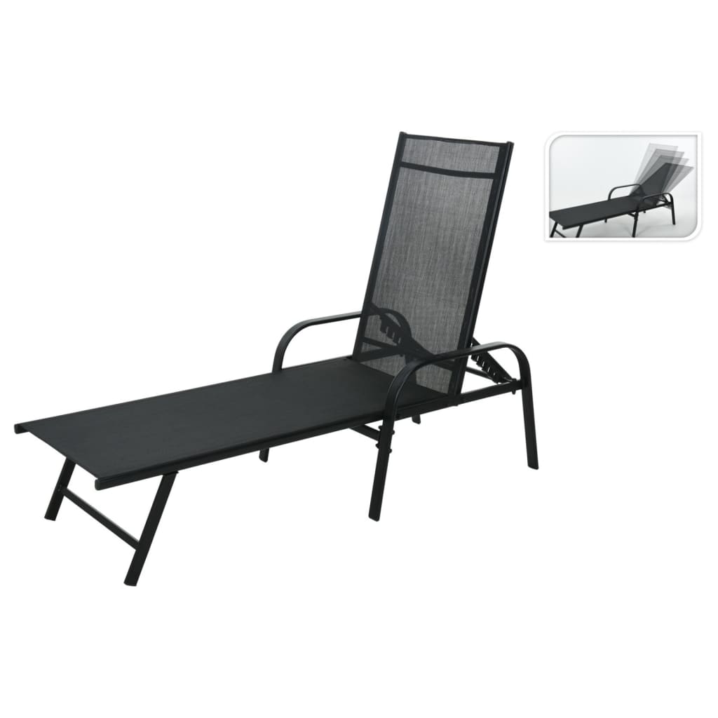 Foldable Sunlounger 195x60x45 cm Black