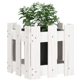 Garden Planter with Fence Design White 30x30x30 cm Solid Wood Pine