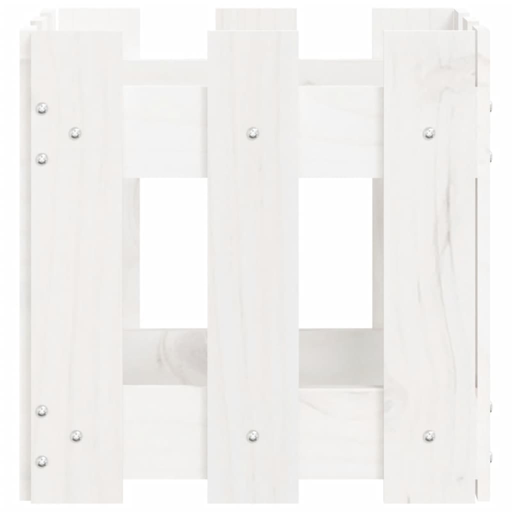 Garden Planter with Fence Design White 30x30x30 cm Solid Wood Pine