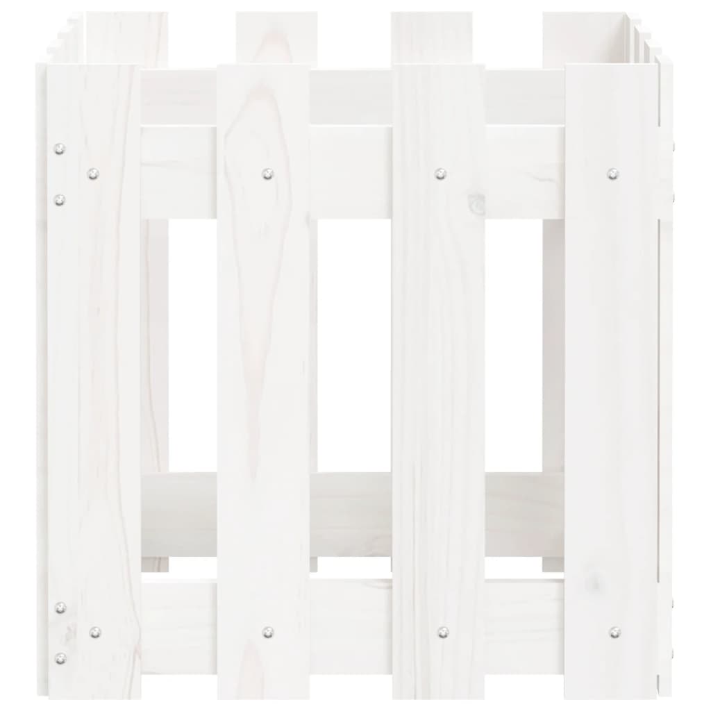 Garden Planter with Fence Design White 40x40x40 cm Solid Wood Pine