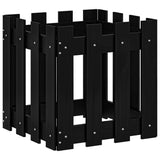 Garden Planter with Fence Design Black 40x40x40 cm Solid Wood Pine